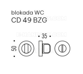 Blokada WC CD49 Colombo Design OM - złoty mat PVD, trzpień 6x6mm