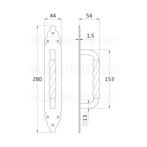 Дверна скоба Manillon 102, довжина 280mm - чорна