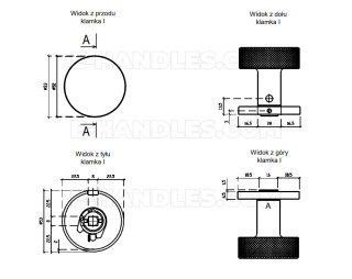 Gałka ruchoma, jednostronna TUJA R SLIM 7MM BLACK - czarny matowy Prawa