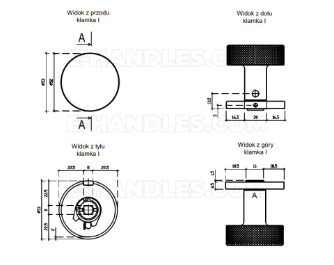 Gałka ruchomo / ruchoma, dwustronna TUJA R SLIM 7MM BLACK - czarny matowy