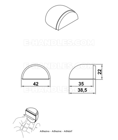 Odbój drzwiowy 22mm transparentny podłogowy mod. 409 DIS