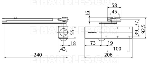 Samozamykacz ASSA ABLOY DC140 EN 2-5 do 100 kg + ramię standard , czarny