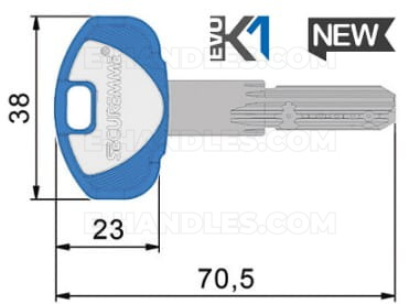 Дверний циліндр Securemme K1 EVO , 107 (46x61) ключ-ключ, матовий хром