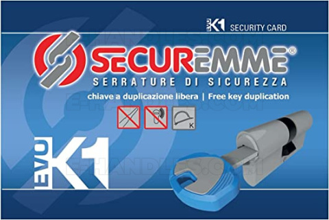 Дверний циліндр Securemme K1 EVO , 107 (46x61) ключ-ключ, матовий хром