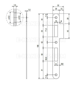 Zaczep AGB PATENT F 20mm x 188mm, chrom matowy B005702034