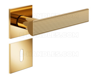 Klamka DND by Martinelli Anik Line 02 fine rozeta kwadratowa PVD antyczny złoty z rozetą na klucz