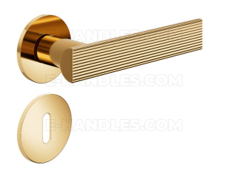 Klamka DND by Martinelli Anik Line fine rozeta okrągła PVD antyczny złoty z rozetą na klucz