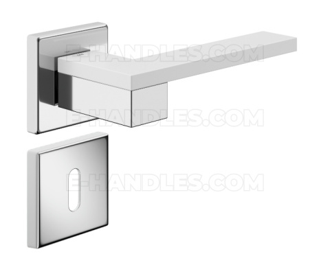 Klamka DND by Martinelli Esa 02 Vis rozeta kwadratowa chrom/biały z rozetą na klucz
