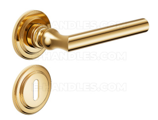 Klamka DND by Martinelli Isabella rozeta okrągła PVD antyczny złoty z rozetą na klucz