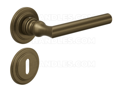 Klamka DND by Martinelli Isabella rozeta okrągła patyna mat z rozetą na klucz