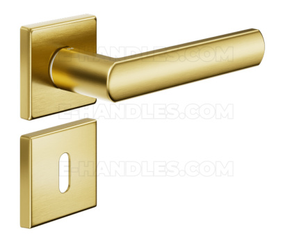 Klamka DND by Martinelli Luce 02 Vis rozeta kwadratowa złoty-satyna z rozetą na klucz