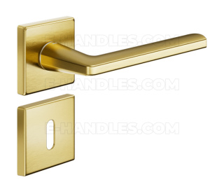 Klamka DND by Martinelli Luce P 02 Vis rozeta kwadratowa złoty matowy z rozetą na klucz