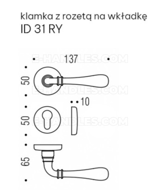 Klamka z rozetą na wkładkę Colombo Design IDA OL - złoty