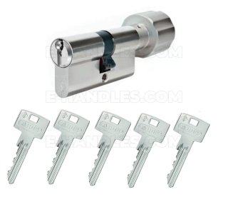 Wkładka drzwiowa z gałką ABUS S60, 100 (60x40G), gałka-klucz, niklowana