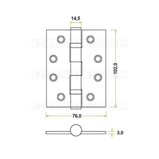 Zawias drzwiowy ZHS43, 102x76x3mm - czarny