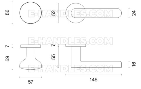 Кноб ручка ORTAL L SLIM 7MM LG фіксовано рухома ліва, золото