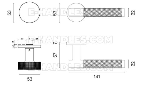 Кноб ручка TUMO Ліва SLIM 7MM BL фіксовано рухома, чорна