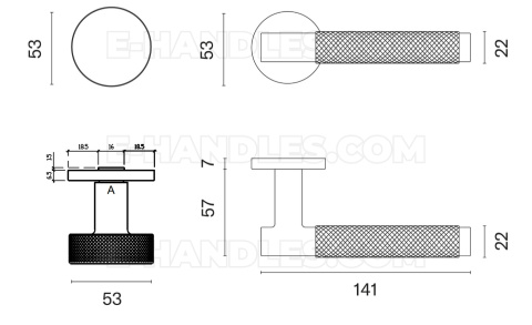 Кноб ручка TUMO Права SLIM 7MM BL рухомо рухома, чорна