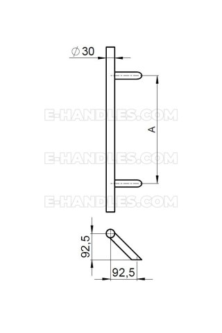 Дверна скоба Stal 316 P45D, Ø30, 1200mm довжина - нерж шліфована, темний горіх