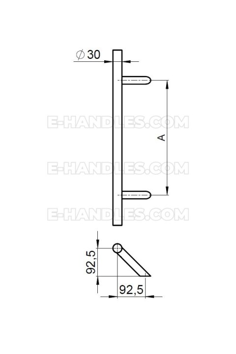 Дверна скоба Stal 316 P45D, Ø30, 1600mm довжина - нерж шліфована, золотий дуб