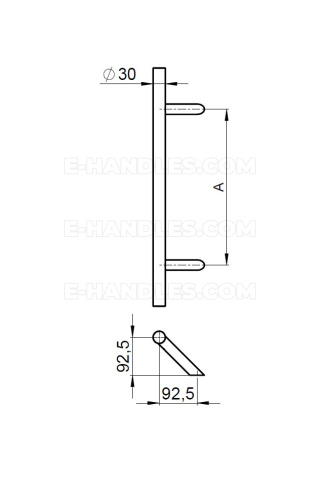 Дверна скоба Stal 316 P45D, Ø30, 800mm довжина - золотий дуб, нерж шліфована