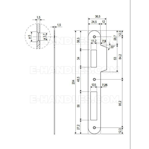 Планка AGB PATENT F 22mm x 194mm хром матовий B005900334