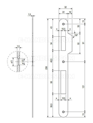 Zaczep AGB SICURREZA 22mm x 238mm, niklowany B005901106