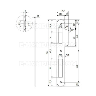 Планка AGB SICURREZA 24,5mm x 204mm, латунь B005907903