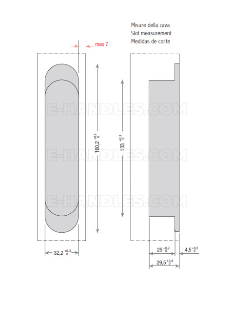 Zawias niewidoczny CEAM 1131S,160X32mm. (2 szt-80kg, 3 szt-120kg) silver painted