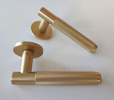 Klamka MOLINIA ROZETA R SLIM 7MM GOLD SATIN - złoty matowy