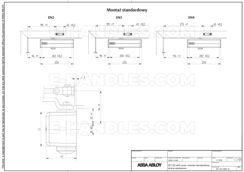 Samozamykacz ASSA ABLOY DC120 EN 2-4 do 80 kg + ramię standard , brązowy