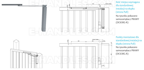 Samozamykacz do furtki ASSA ABLOY DC630G CAM-MOTION SLIDING RAIL - LEFT, srebrny