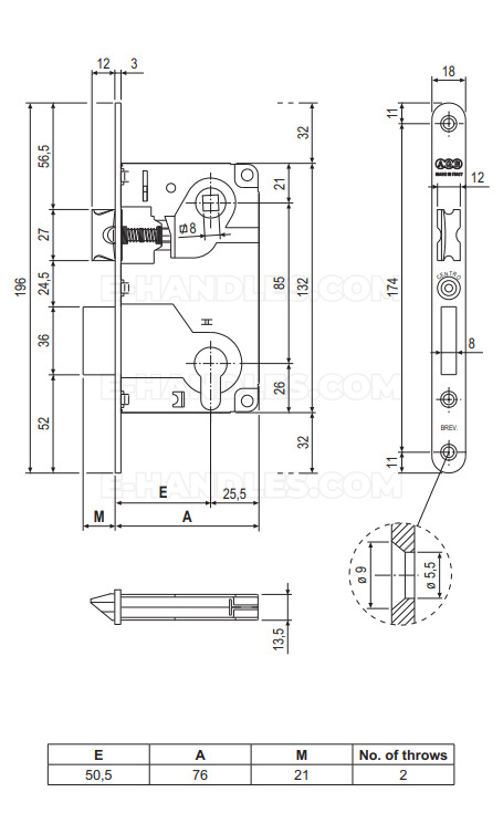 Zamek AGB CENTRO na wkładkę 85/50 chrom mat F18 B010255034