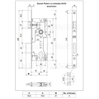 Замок дверний AGB PATENT GRANDE під циліндр 90/50 під квадрат 9мм бронза B025975022