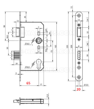 Zamek ASSA ABLOY N1050 65/72/20 mm, uniwersalny