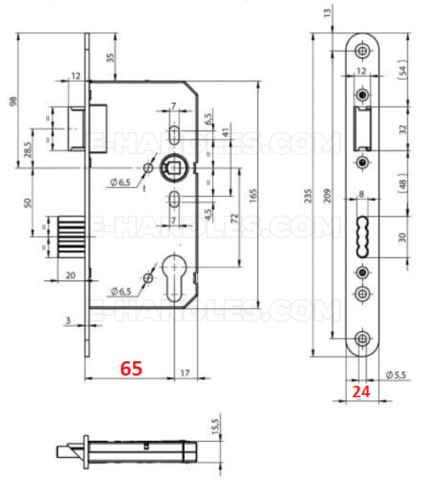 Zamek ASSA ABLOY N1050 65/72/24 mm, uniwersalny