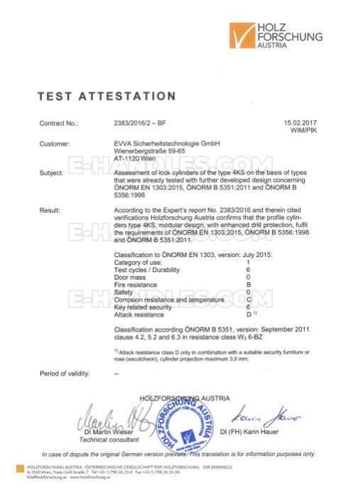 Wkładka EVVA 4KS, 102 (51x51G) klucz-gałka, z gałką KKN, mosiądz