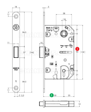 Zamek STV magnetyczny klucz 96/50 chrom mat A7 Attrazione