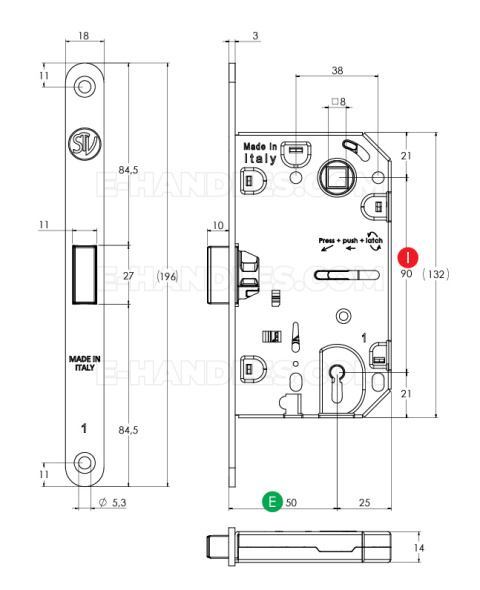 Zamek STV magnetyczny klucz 96/50 chrom mat A7 Attrazione