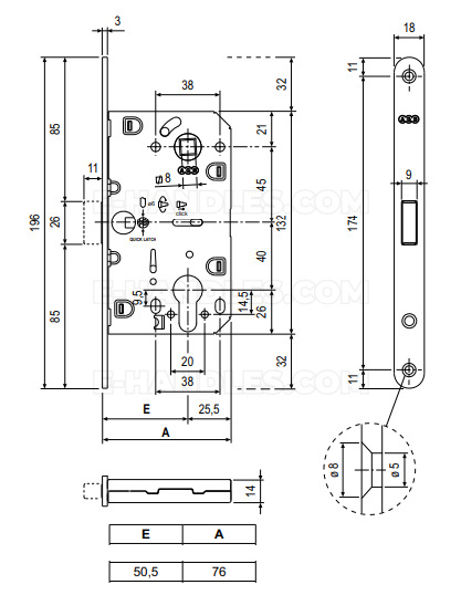 Zamek magnetyczny na wkładkę 85/50 chrom mat F18 AGB B061035034 Mediana POLARIS 2XT