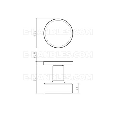 Gałka stało/ruchoma, dwustronna RUTA R SLIM 7MM BLACK - czarny matowy