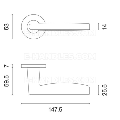 Ручки дверні LUNA ROZETA R SLIM 7MM CP - chrom polerowany