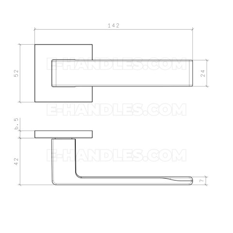 Ручки дверні HIRA ROZETA Q SLIM 7MM CP - chrom polerowany