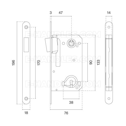 Zamek magnetyczny 2867x50 03 - chrom polerowany 90 OB