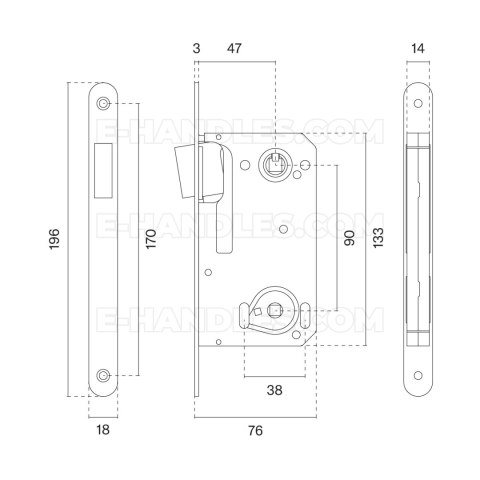 Zamek magnetyczny 2869x50 LG PVD - złoty polerowany PVD 90 WC