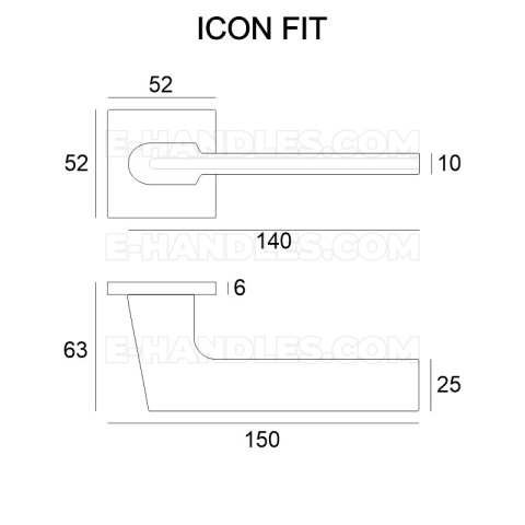 Ручки дверні Icon Fit розета квадратна R67F chrom polerowany