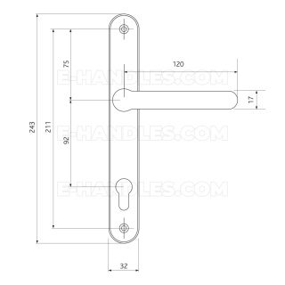 Klamka Balmoral Sprung Inline 92mm/wkładka chrom, 243x32x10,5, ERA PRODUCTS