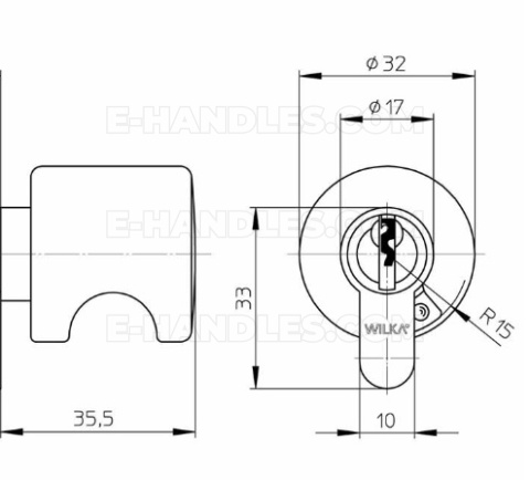 WILKA B6 1400+1405 75mm (30x45 / G45x30) 5 kluczy, zestaw wkładek , (klucz-klucz / gałka-klucz), niklowana