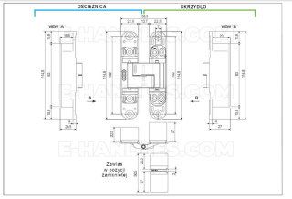 Zawias AGB ECLIPSE 3.0 chrom mat E302000234 + Osłonki zawiasu 4szt E302001234