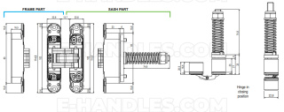 Zawias samozamykacz 60 kg AGB ECLIPSE 3.2 RED self closing chrom mat E390000634